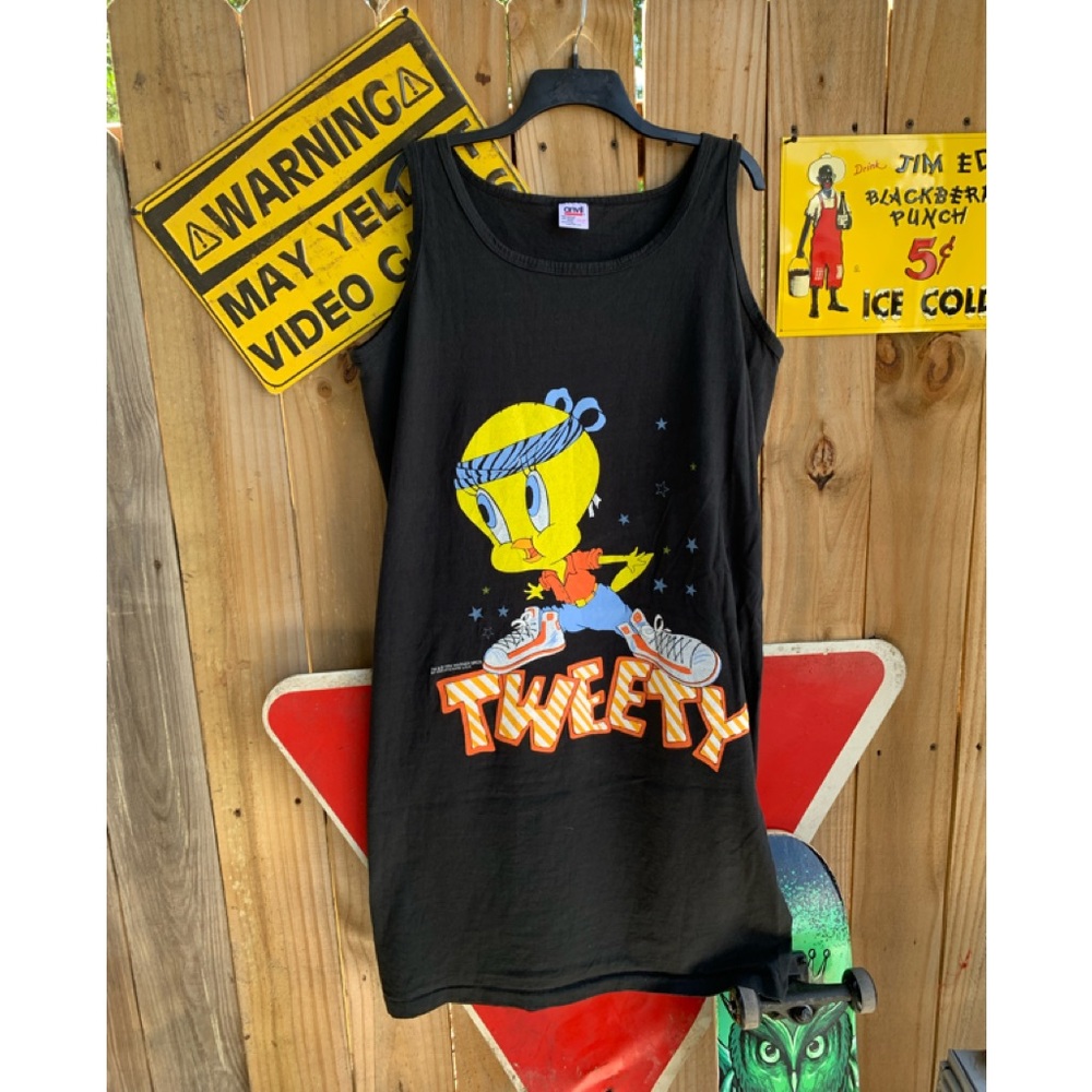 Vintage 90s Tweety sleeveless dress One Size